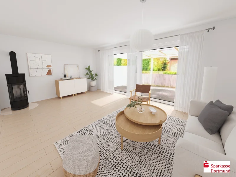 Visualisierung Wohnzimmer - Haus kaufen in Dortmund - Junge Wohnoase auf Erbpachtgrundstück!