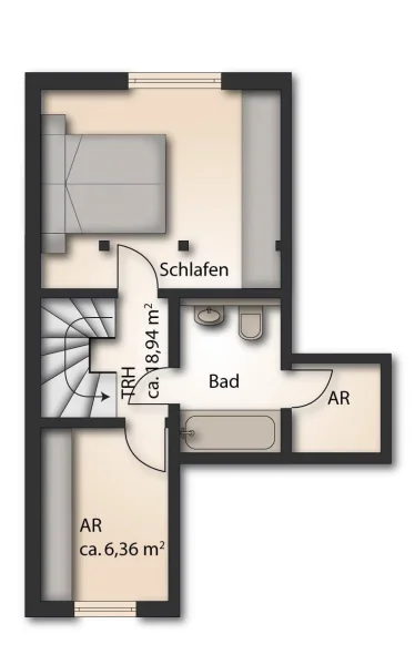 Haus 3a OG mit Möblierungsbeispiel