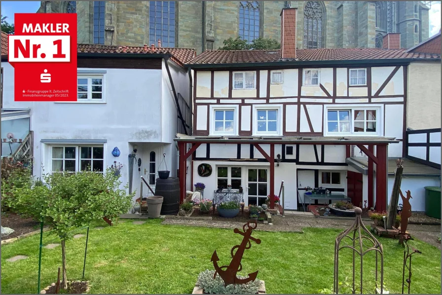 Gartenansicht - Haus kaufen in Soest - Fachwerkensemble an der Wiesenkirche !