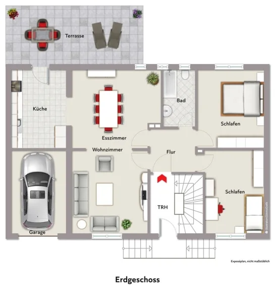 Grundriss EG mit Beispielmöblierung