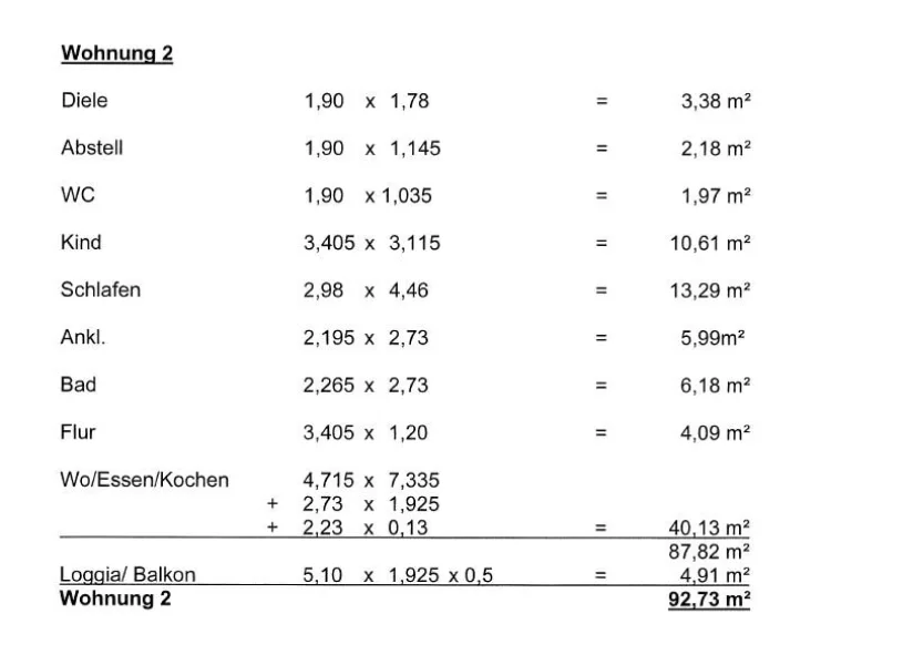 Wohnfläche Wohnung 2