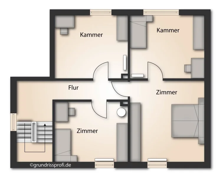 Obergeschoss mit Möblierungsbeispiel