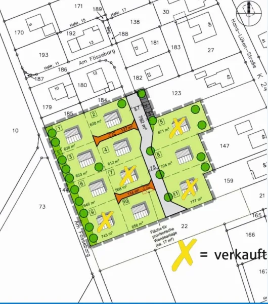Plan - Grundstück kaufen in Petershagen - Baugebiet "Fössebarg" Windheim – Wohnen in Petershagen