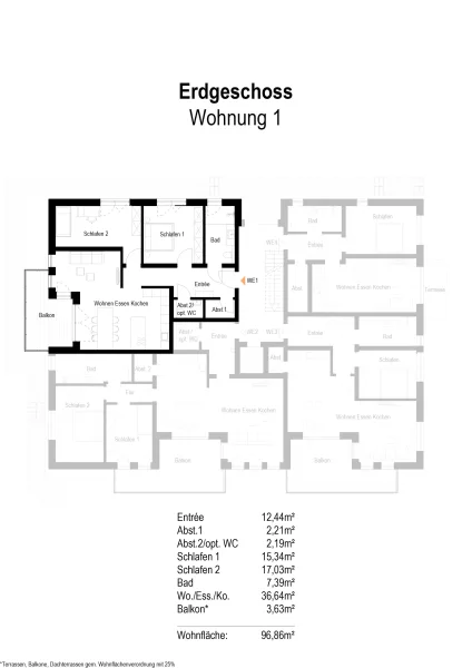 Grundriss Wohnung 1