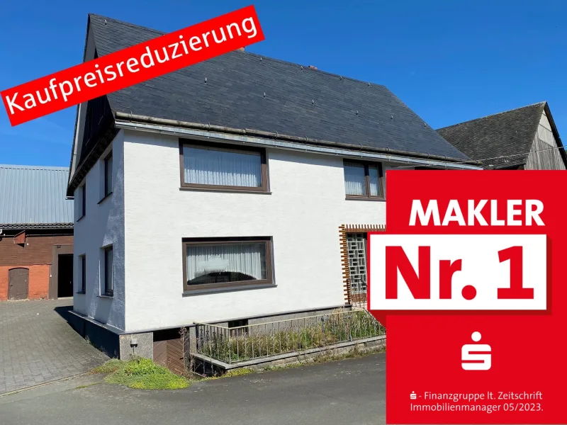 Kaufpreisreduzierung - Haus kaufen in Bad Berleburg - Wohnhaus mit Nebengebäuden in zentraler Lage von Bad Berleburg-Elsoff