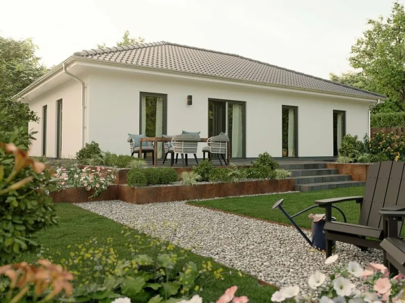 Gartenansicht - Haus mieten in Leisnig - Erstbezug! Bungalow im Grünen