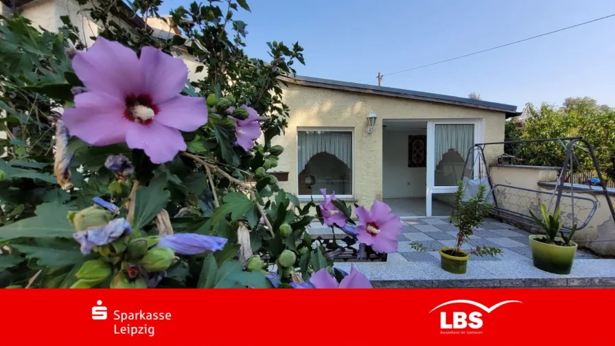 Blick auf die Terrasse - Haus kaufen in Borna - Haus mit Potenzial