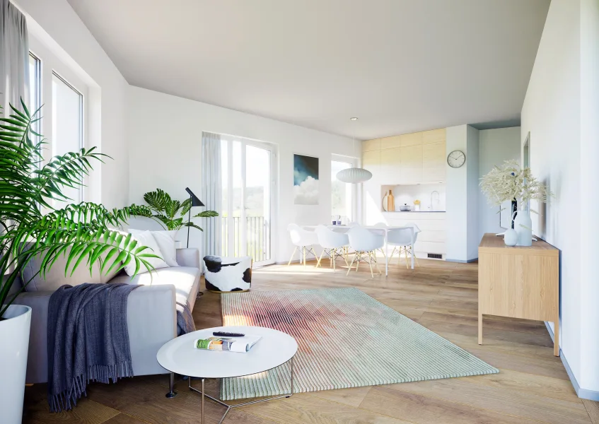 Unverbindliche Innenvisualisierung Wohnbereich WE 05 - Wohnung kaufen in Dresden - Modernes Wohnen im beliebten Stadtteil Dresden-Cotta