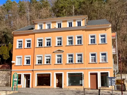 Vorderansicht - Haus kaufen in Bad Schandau - Verkauf eines Wohn- und Geschäftshauses in Bad-Schandau