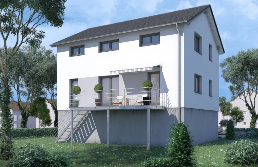Rückansicht - Haus kaufen in Pirna - Neubau Einfamilienhaus in Pirna