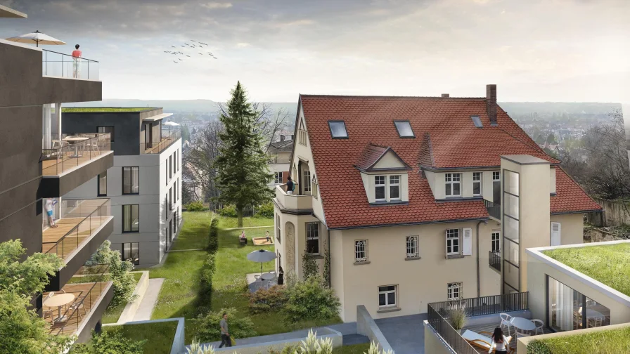 Außenvisualisierung  - Wohnung kaufen in Dresden - Exklusives Wohnen mit Weitblick