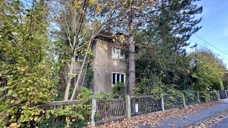 Frontalansicht - Haus kaufen in Dresden - Sanierungsbedürftige Villa in Meußlitz