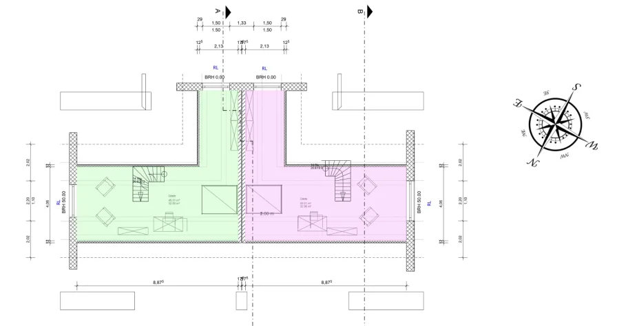 Grundriss DG Whg. 3+4 und 7+8