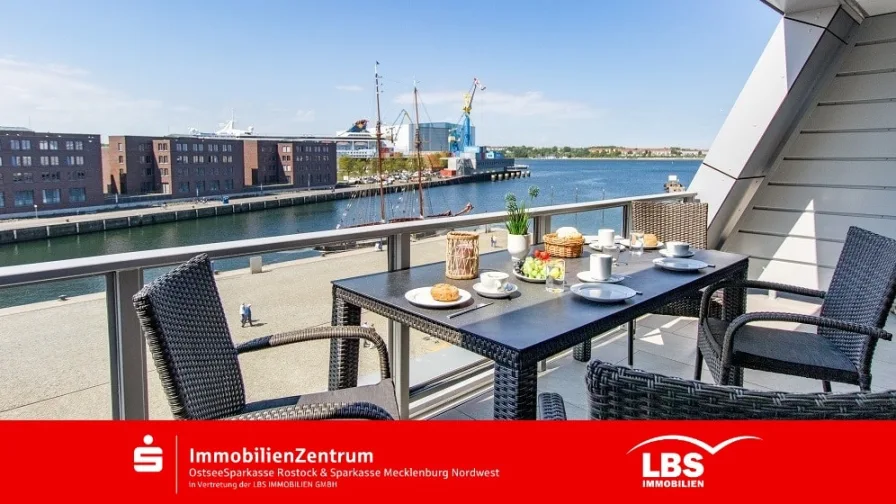 Blick aus der Loggia zum Hafen - Wohnung kaufen in Wismar - Maritimes Flair inklusive Hafenblick