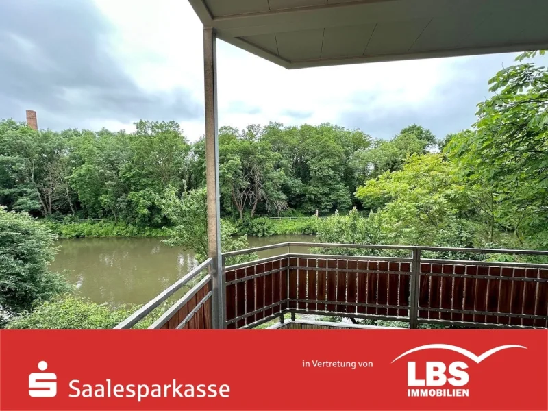 Idyllischer Blick vom Balkon auf die Saale - Wohnung kaufen in Halle - ETW in ruhiger Lage mit Blick ins Grüne und aufs Wasser