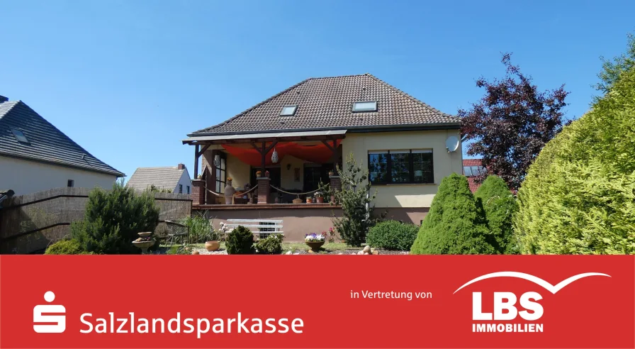 Blick zum Haus - Haus kaufen in Barby - Wohnen in Barby - Einfamilienhaus im Grünen 