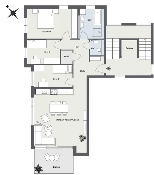 Whg. Nr. 4 - Etage 1 - 2D Floor Plan