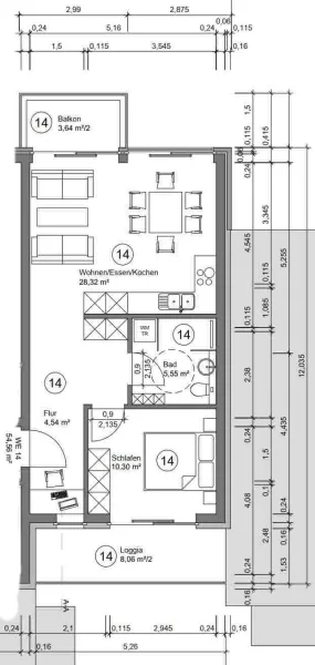 Grundriss Wohnung Nr. 14