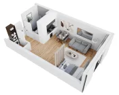 3D-Model 1-Zimmer-Wohnung