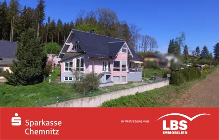 Hausansicht - Haus kaufen in Augustusburg - Traumhaftes Einfamilienhaus mit Blick ins Erzgebirge!