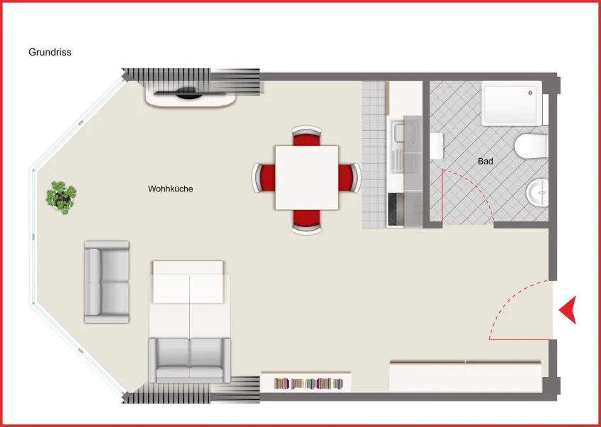 Grundriss - Wohnung mieten in Sonnewalde - „Klein aber OHO“ – Komfortable 1-R-WHG