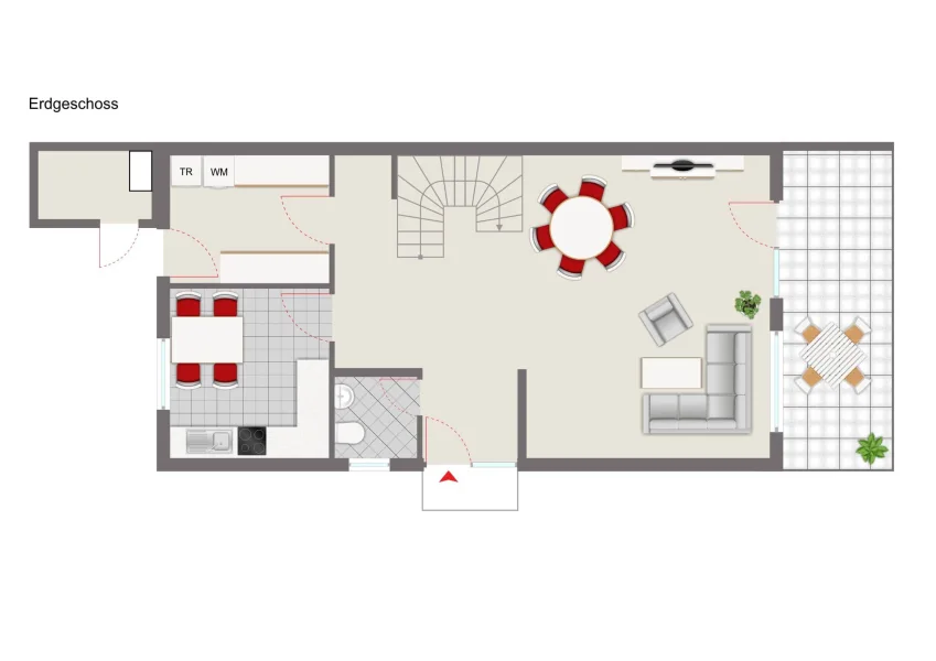 schematischer Grundriss vom EG mit Einrichtungbsp.