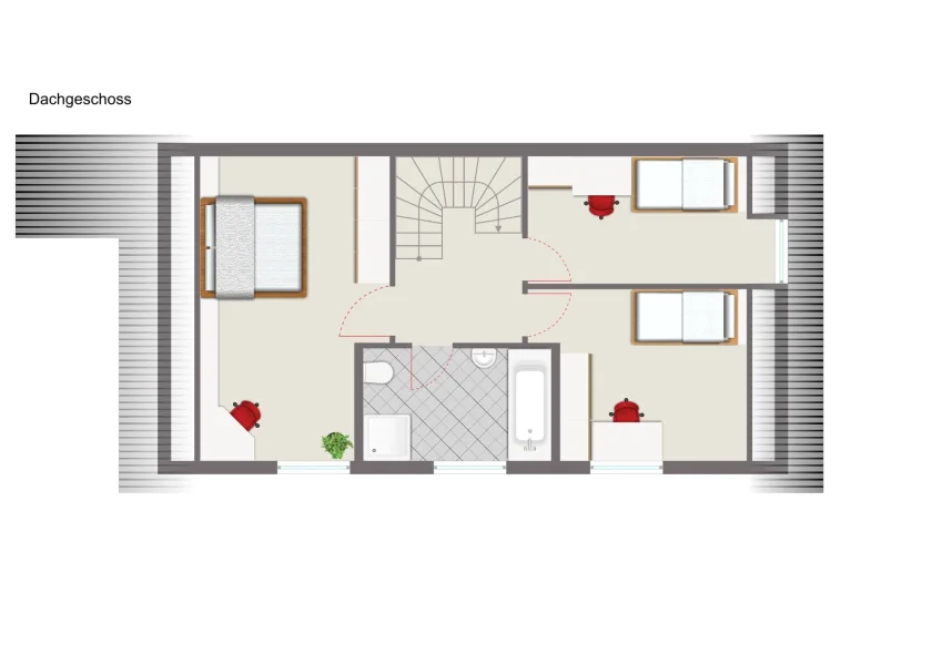 schematischer Grundriss vom DG mit Einrichtungsbsp