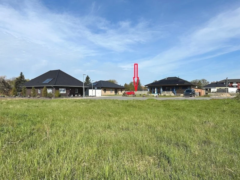 Blick von der Müritz-Elde-Wasserstraße zum Baugrundstück