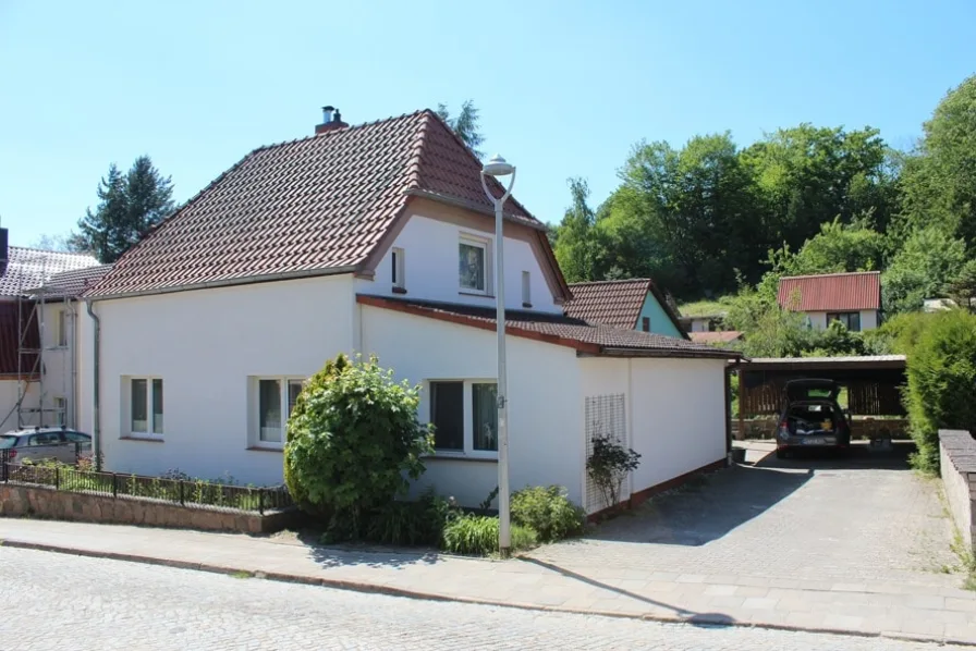 Straßensicht/ Zufahrt Carport