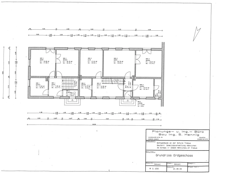 Grundriss Wohnhaus Erdgeschoss, Dorfstr. 61a_b, Trebus