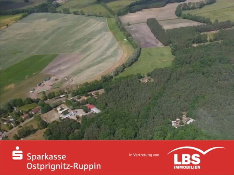 Luftbild - Sonstige Immobilie kaufen in Sieversdorf-Hohenofen - Alleinlage mit Kombination aus Wohnen und Gewerbe