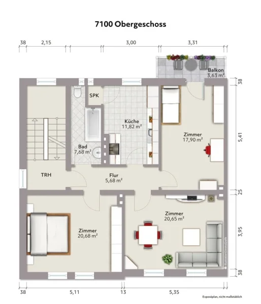 3 - Zimmer inkl. Balkon 