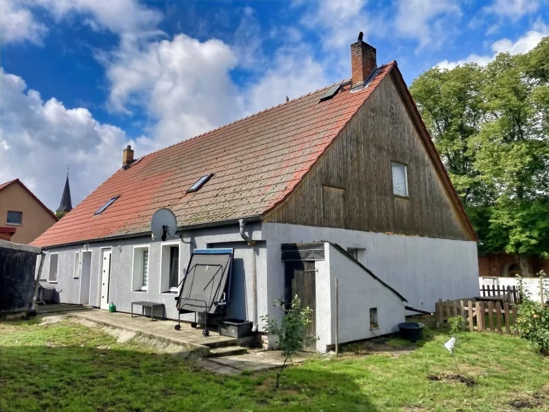 Haus Rückseite - Haus kaufen in Gartz - Doppelhaushälfte zu verkaufen