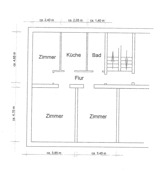 Raumübersicht in etwa