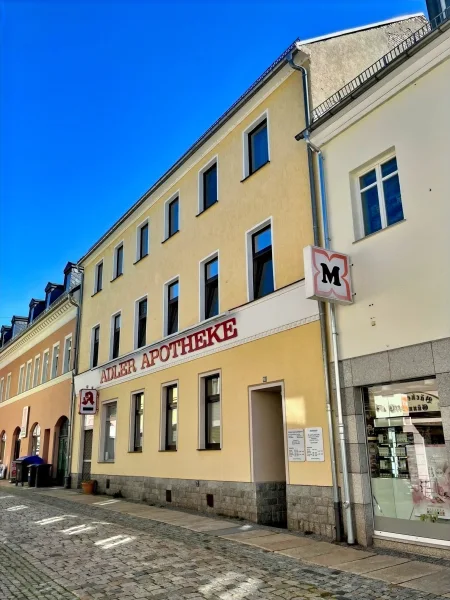 Hausansicht - Büro/Praxis kaufen in Auerbach - Wohn- und Geschäftshaus mit freier Apotheke in Auerbach