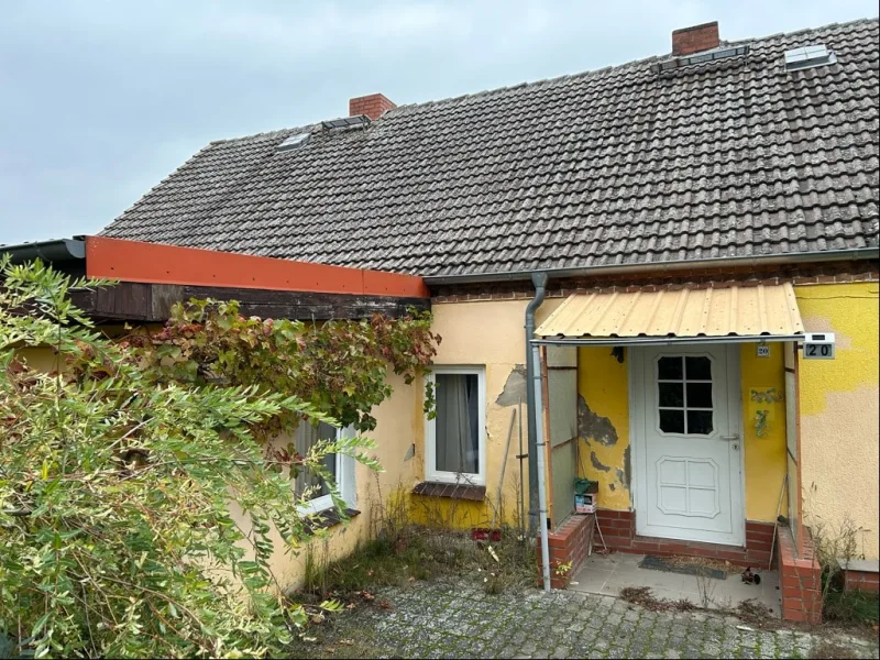 Hausvorderseite - Haus kaufen in Groß Wokern - Bauernhaus mit Einliegerwohnung und Stall