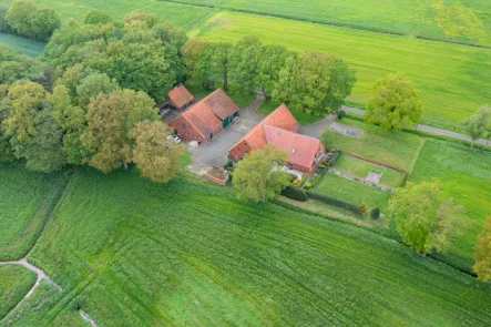 Drohnenaufnahme - Haus kaufen in Wilsum - Begehrte Resthofstelle in Alleinlage mit ca. 1,2 ha