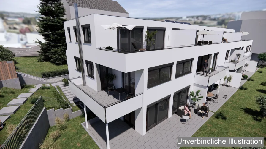 Ansicht SW - Wohnung kaufen in Filderstadt - Jetzt provisionsfrei kaufen!  Neubauprojekt in Filderstadt-Plattenhardt