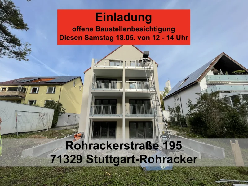 Einladung offene Baustellenbesichtigung 18.05. - Wohnung kaufen in Stuttgart - URBAN LIVING ROHRACKERIhr neues Zuhause im Grünen!