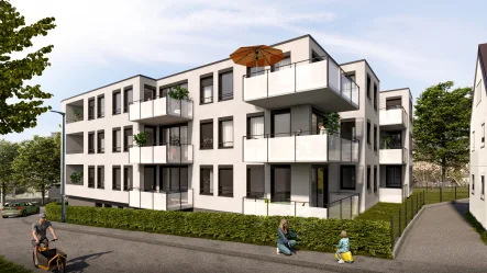 Ansicht Rückseite unverbindliche Visualisierung - Wohnung kaufen in Leonberg - Exklusives Stadthaus Leonberg: Ihr Traumzuhause wartet