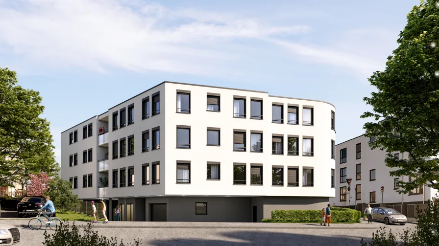 Ansicht Straßenseite unverbindliche Visualisierung - Wohnung kaufen in Leonberg - Exklusives Stadthaus Leonberg: Ihr Traumzuhause wartet