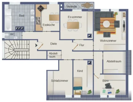 Grundriss - Wohnung kaufen in Stuttgart - Charmante Stadtwohnung mit viel Platz