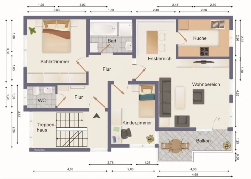 Grundriss  - Wohnung kaufen in Weinstadt - 3,5-Zimmer Wohnung in Weinstadt-Endersbach