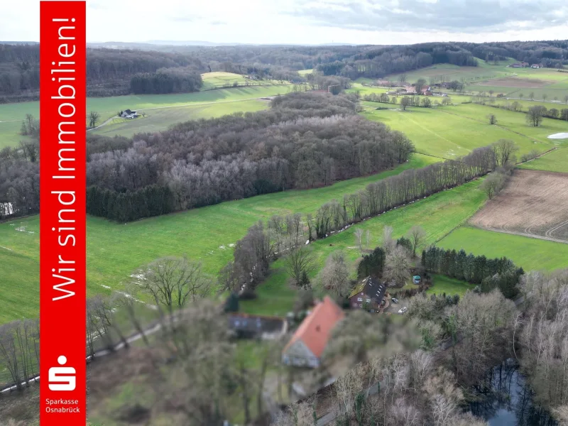 Übersicht Anwesen - Haus kaufen in Ostercappeln - Wohnen im Grünen mit See, Wäldern und Ländereien !