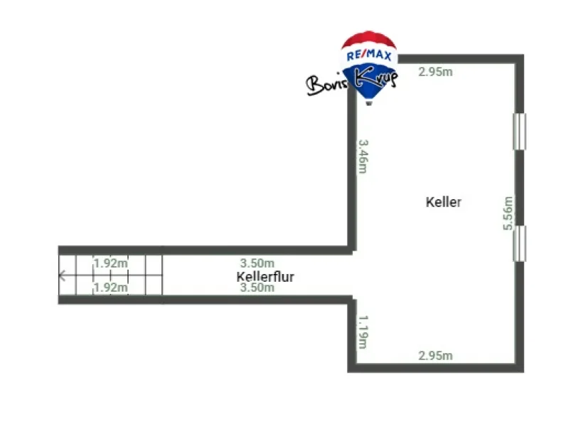 Teilkeller - schematische Darstellung (keine Gewähr für Maße)