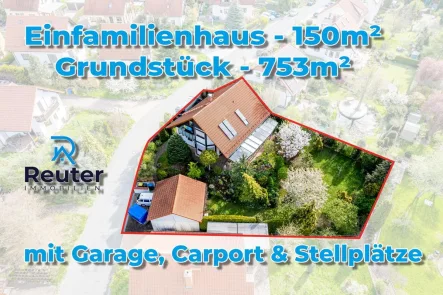 Luftbild 1 - Haus kaufen in Bad Klosterlausnitz - Modernes Einfamilienhaus mit Einliegerwohnung, traumhaften Garten und unverbaubaren Blick