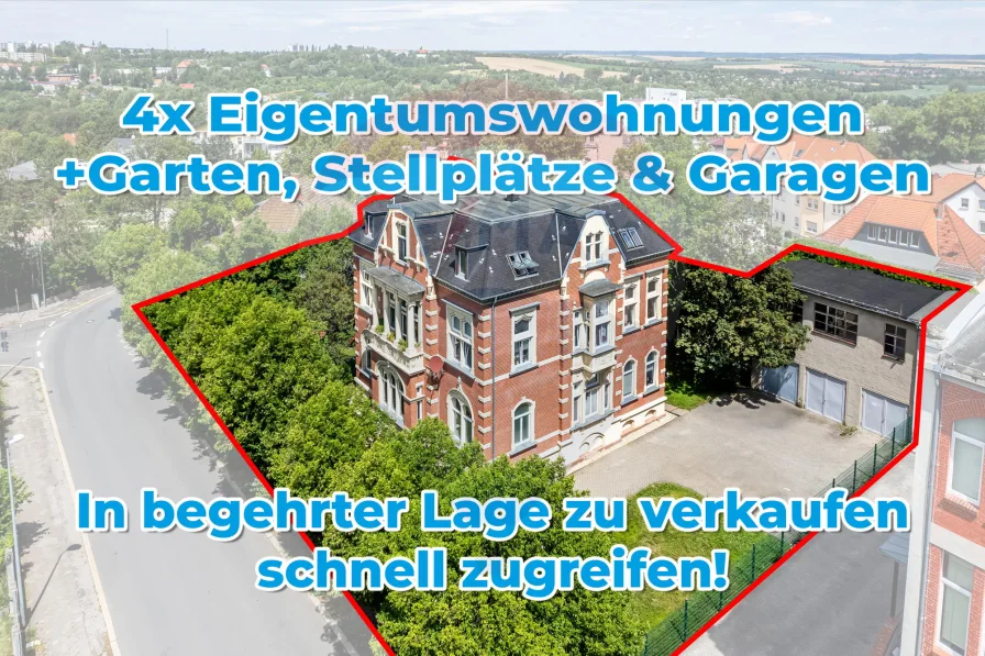 Titel - Wohnung kaufen in Apolda - Super Rendite-Gesamtpaket => 4x (!!!) 3- bis 4-Raum-Wohnungen mit Stellplatz, Garagen & Garten