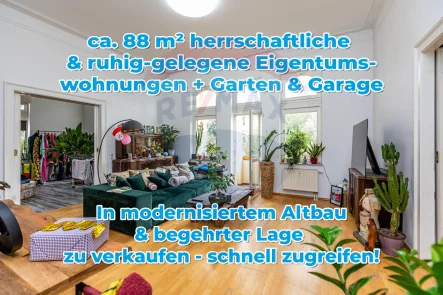 Titelbild - Wohnung kaufen in Apolda - Großzügige ca. 92 m² 3-Raum-Wohnung in ruhiger Lage mit Garage & Gartenanteil