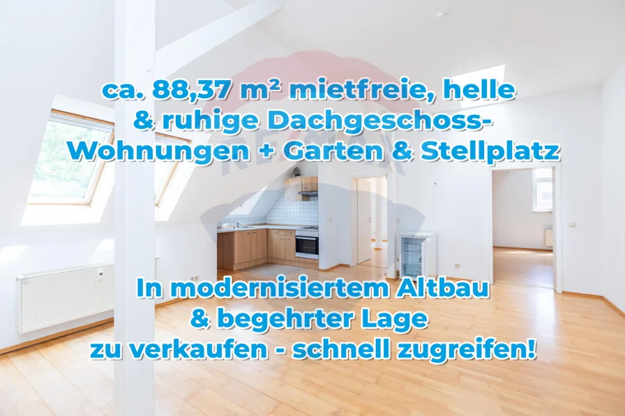 Titelbild - Wohnung kaufen in Apolda - Selbstnutzung oder Rendite? Helle 89m² 3-Raum-Wohnung in ruhiger Lage mit Stellplatz & Gartenanteil