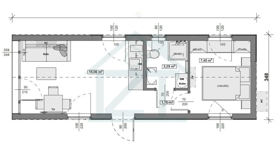 Mini Villa 10,0x3,5 - 30m²